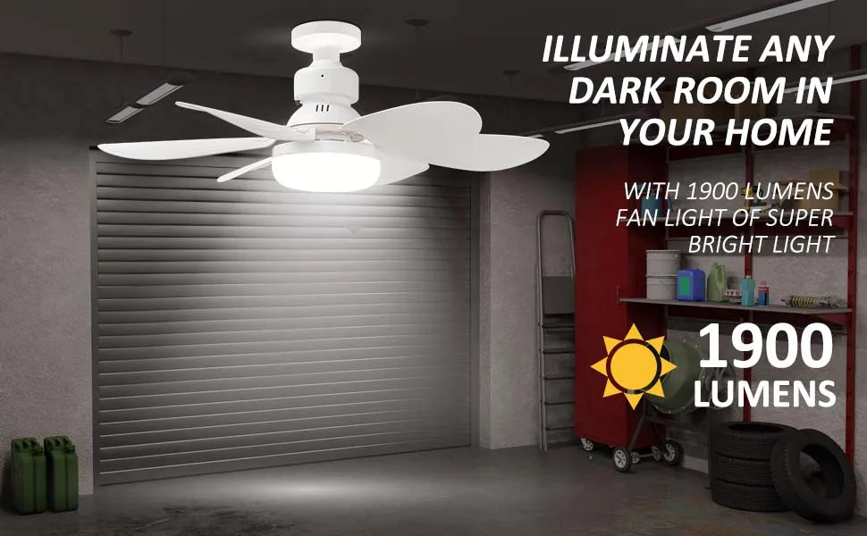 E27 LED Ceiling Fan Light with Remote 3 Color Dimmable Fan Lamp Rotatable Converter Base for Bedroom Living Room Kitchen