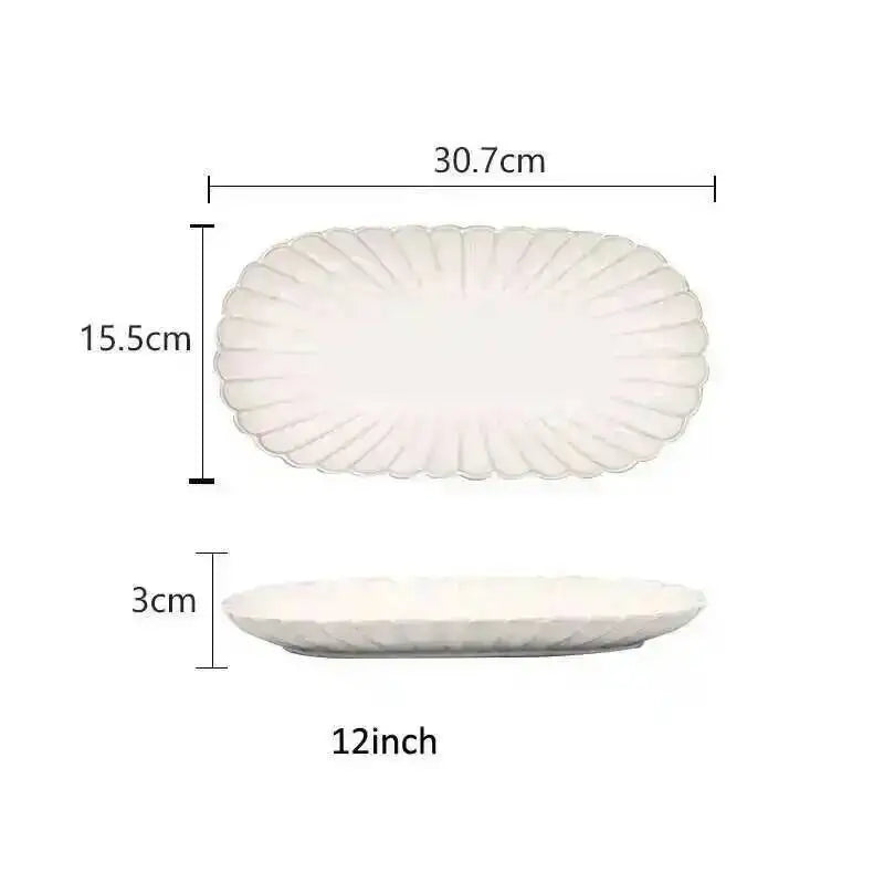 Kiln Changing Japanese Dinner Plates Ceramic White Glaze Tableware Set Western Steak Dish Salad Bowl Spoon Home Hotel Dinnerware