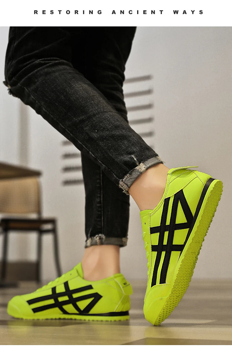 Fashion Couple Canvas Shoes Classic Design Green Leather Casual Shoes For Men Trendy Low-cut Lightweight Original Men's Sneakers