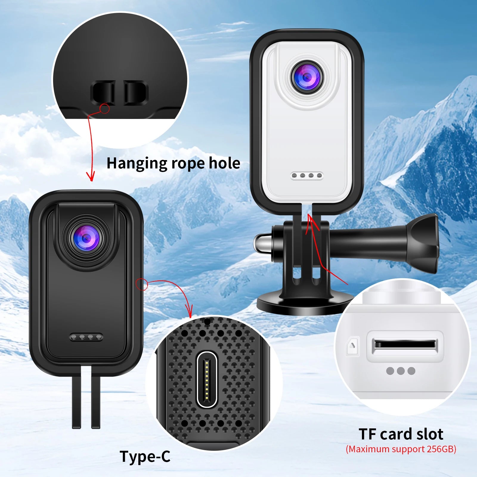 1080p HD thumb camera, one-click quick shot, portable 2K compact HD recorder, cycling, mountaineering, outdoor sports camera