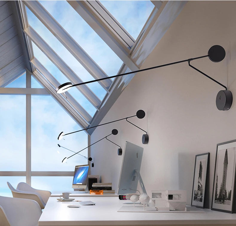 Modern Picture Wall Light Italian Invisible LED Wall Reading Light For Bed Bedroom Living Room Office Black Long Arm Wall Lamp