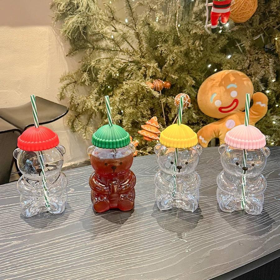 20oz New Bear Straw Tumbler, Plastic Cup for Coffee Beer Wine Cocktails, Office Party Drinkware, Christmas Birthday Gift