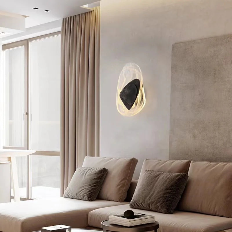 Nordic Modern Light Luxury Marble Wall Lamp Bedroom Background Led Lighting Decoration Creativity Mirror Aisle Sconce Indoor