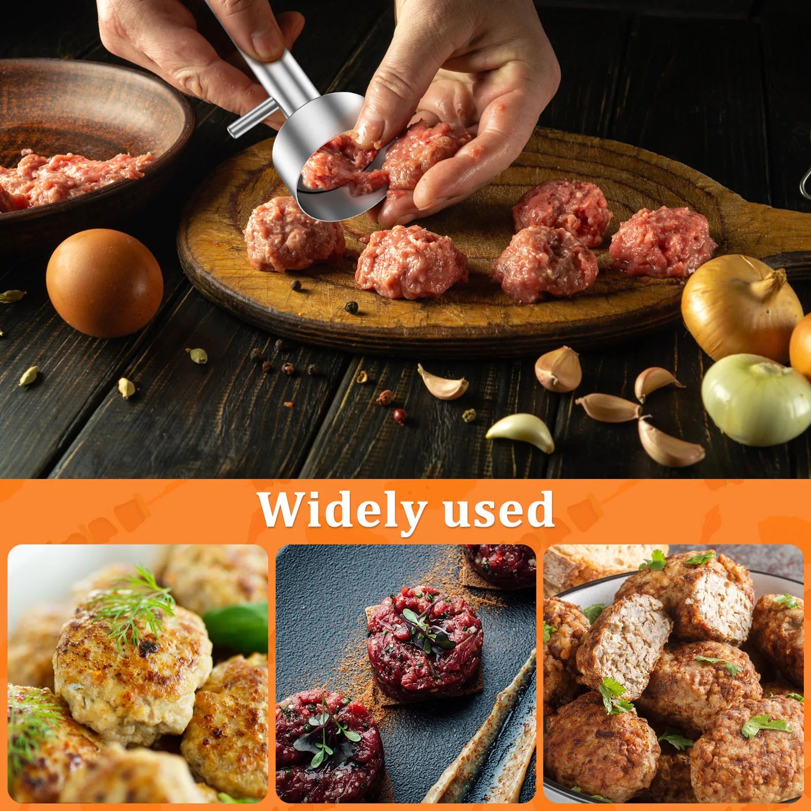 1/2PCS Falafel Scoop Stainless Steel Falafel Meatball Maker Scoop Nonsticky Meatball Falafel Baller Maker Mold Kitchen Gadgets
