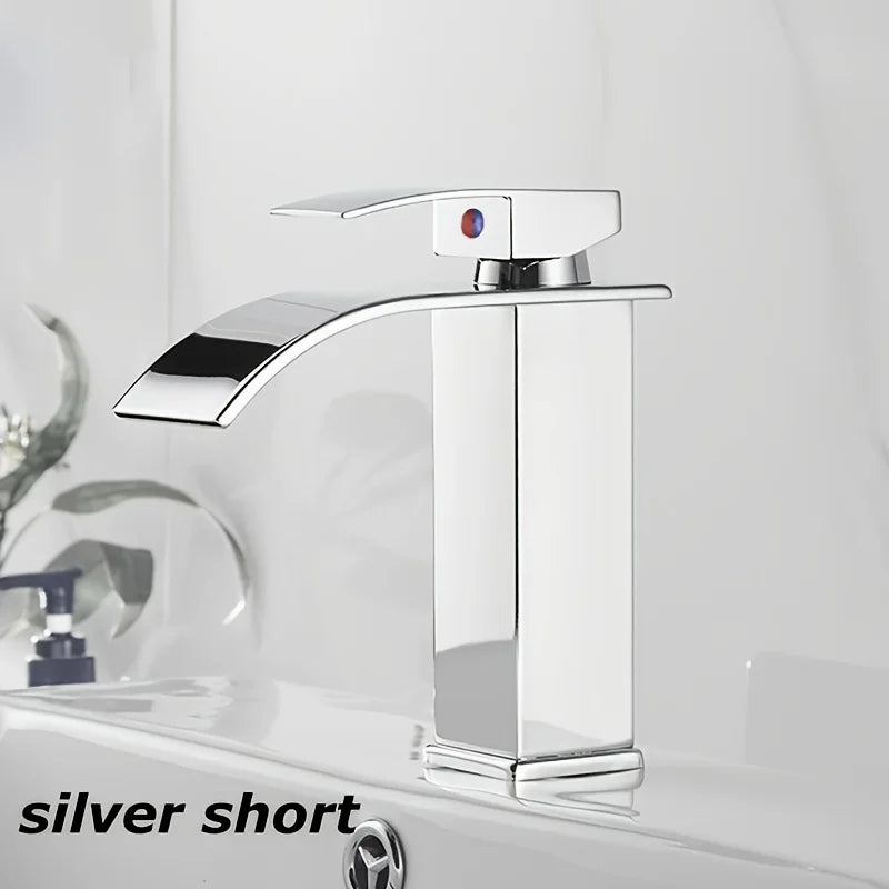 Washbasin Hot and Cold Faucet,Water Saving Design Suitable for Most Sinking Faucets Tube Black Waterfall Household Bathroom