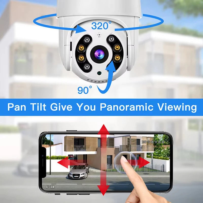 iCsee Outdoor Security Camera - 8MP 4K Wireless PTZ IP Cam with Color Night Vision & AI Auto Tracking, Home CCTV Surveillance