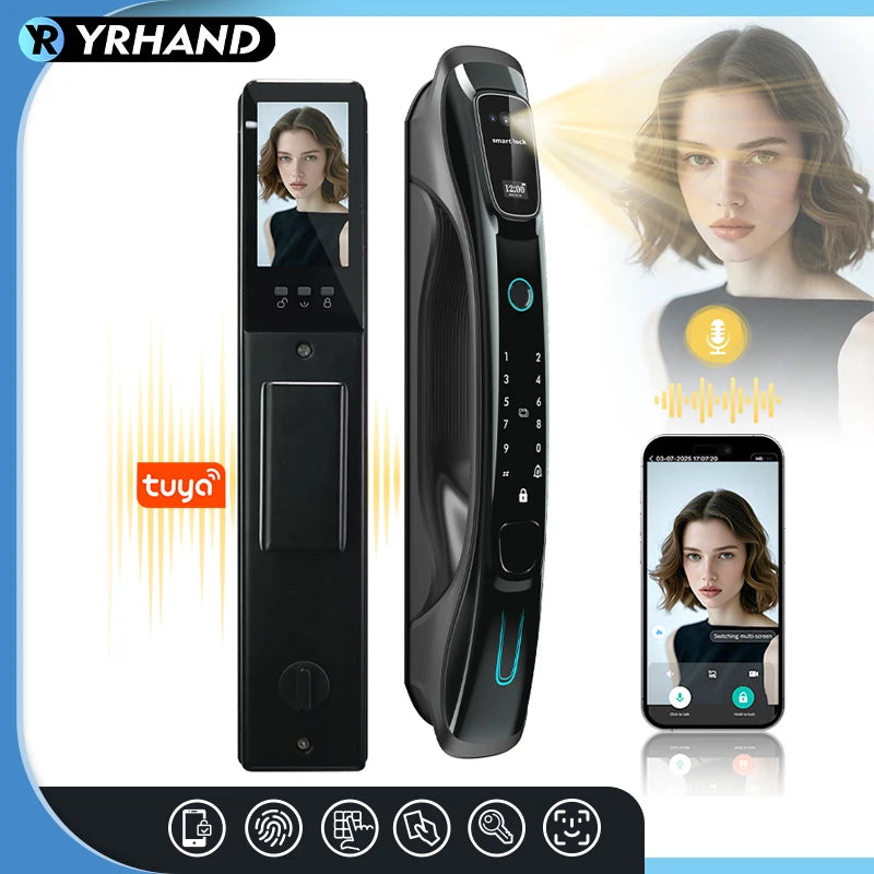 Smart Lock 3D Face Recognition Palm Vein Fingerprint WiFi APP Remote Control Video Intercom Auto Door Lock Digital Security