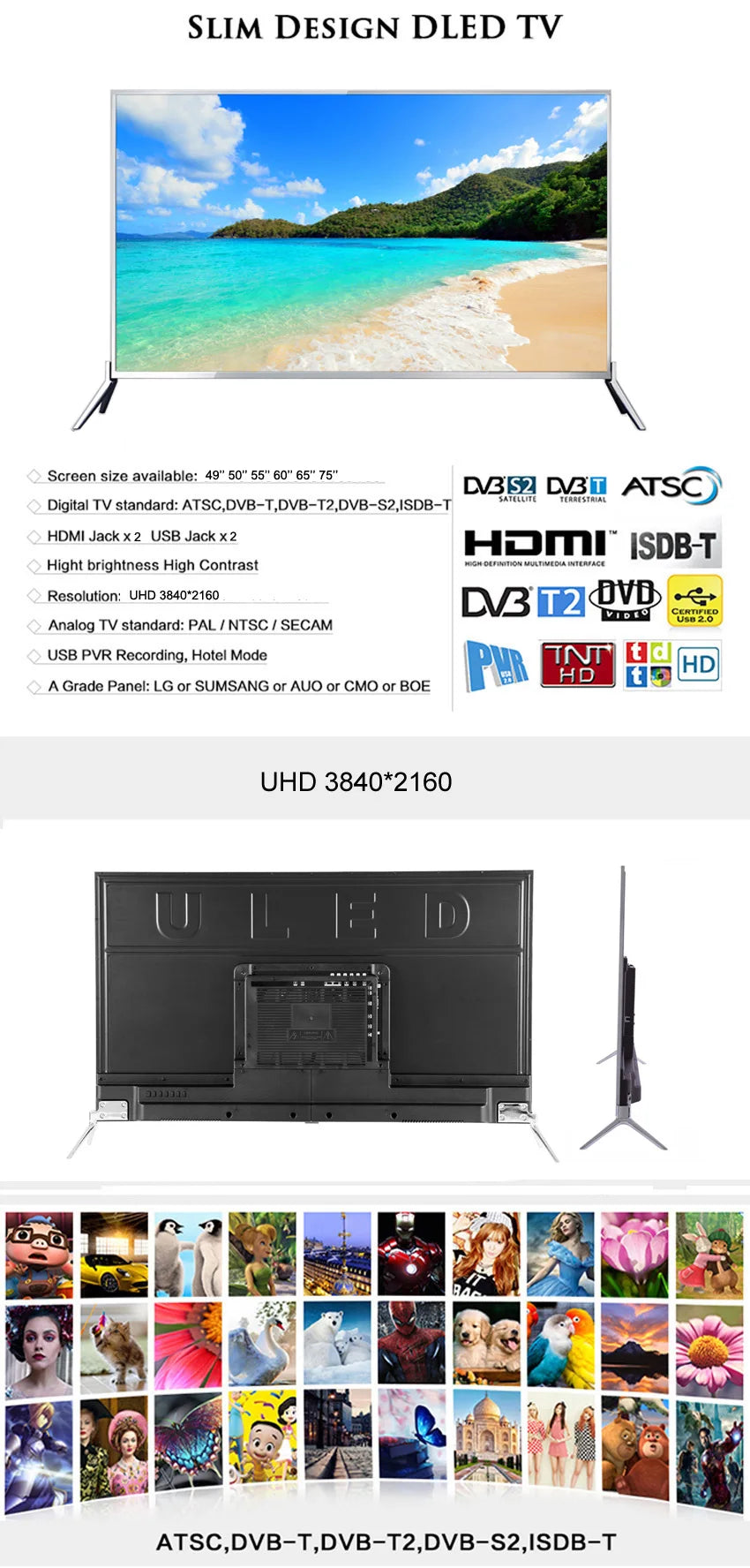 Big Size 48" 49" 50" 55" 65" 75" Curve LED TV 4K, Curved UHD 32 42 43 49 55 60 65 75 85 Inch Smart LED Television 4K TV