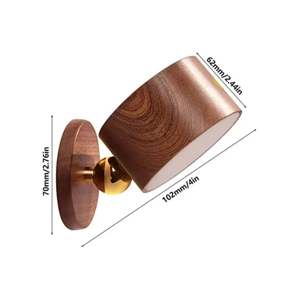 360° Rotating Wooden Wall Mounted Lamp Dimmable Touch Control LED Wall Sconce Warm White Double-sided Touch Control Light