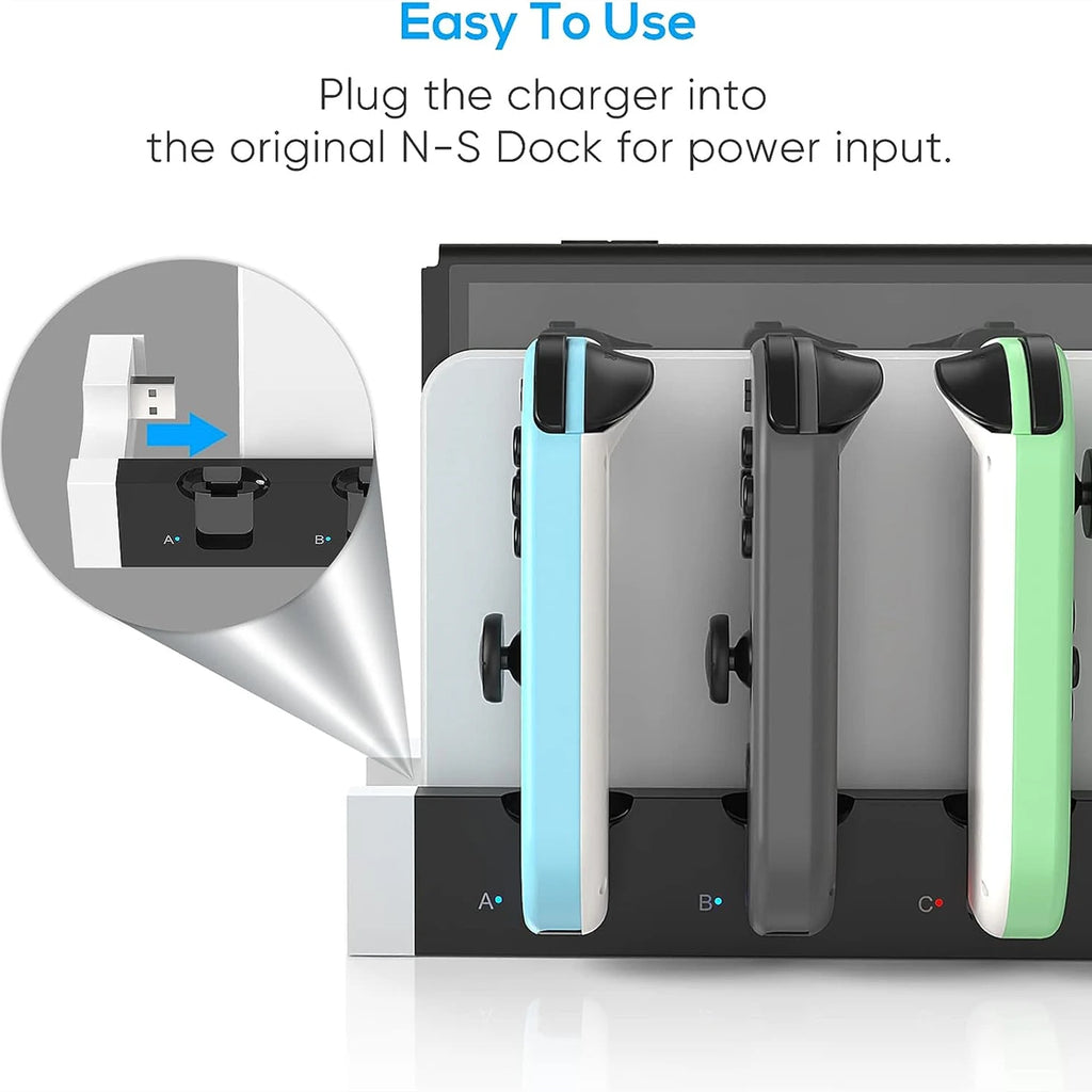 IPEGA PG-9186 Charging Dock Station for Switch&OLED - Charges Up To 4 Controllers, Compatible with Switch and OLED Model