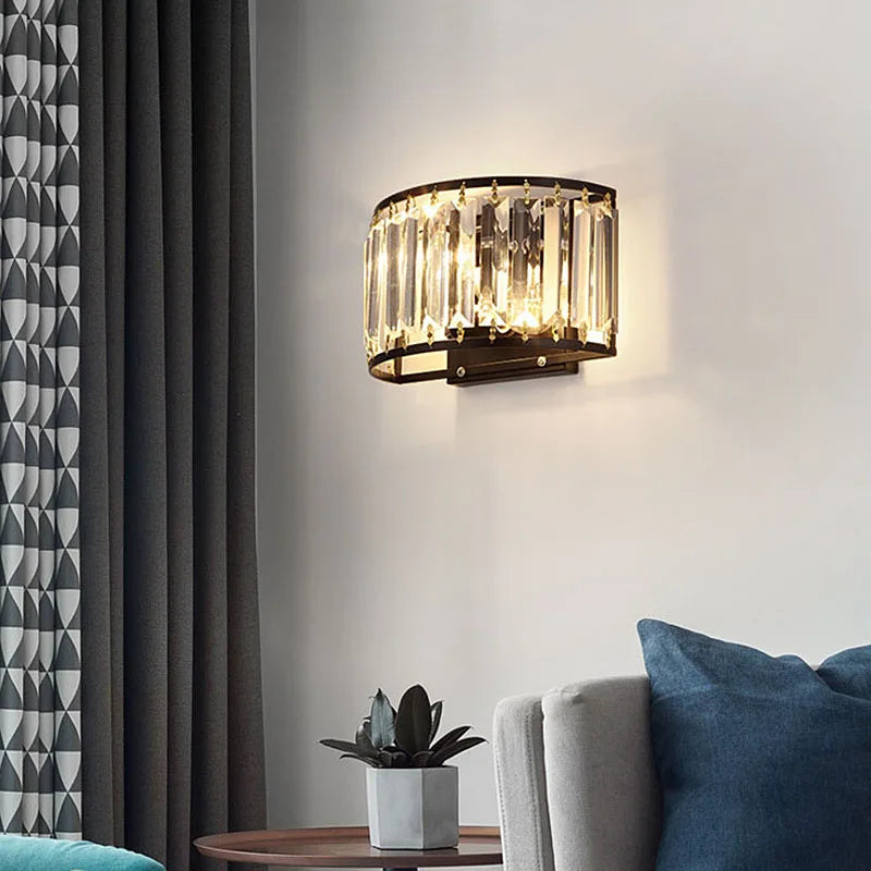 Modern Light Luxury Crystal Wall Lamp Bedroom Bedside Simple Atmosphere Living Room Background Minimalist Room Lighting