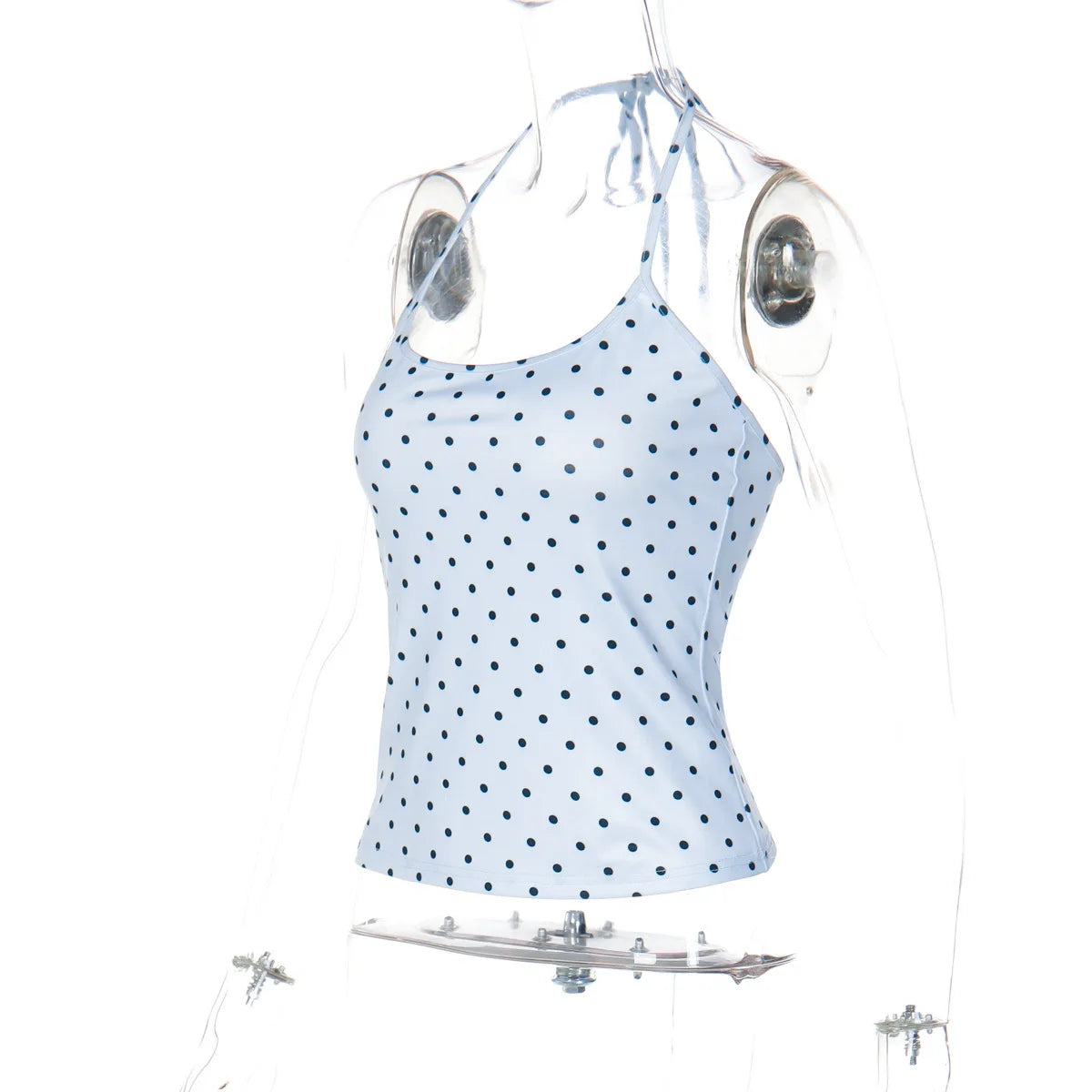 Fashion Polka Dot Halter Neck Tank Top Women Slim Fit Thin Strap Sleeveless Casual Summer Camisole