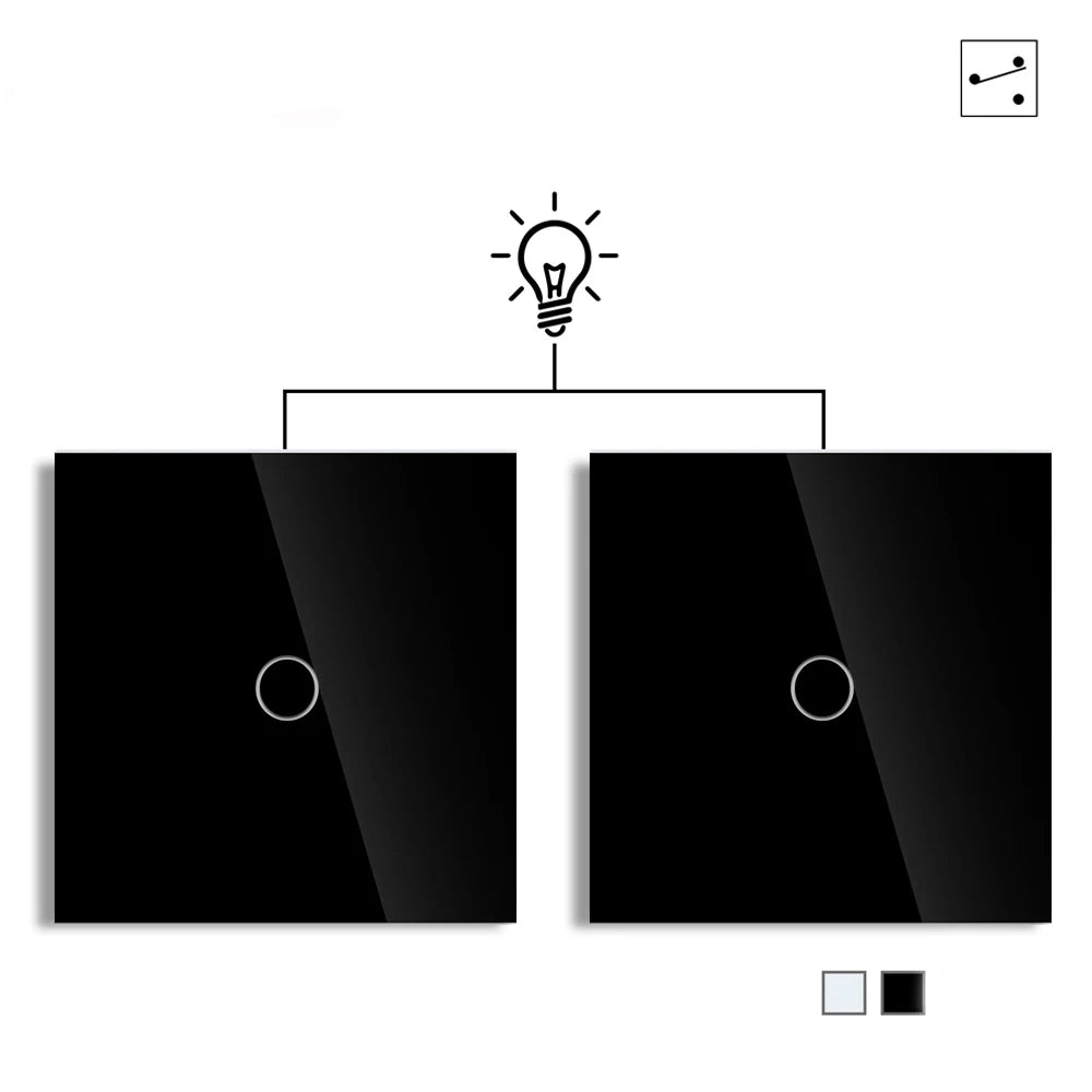 1gang 2way 3way Touch Switch Wall Light Switches No Neutral Wire With Tempered Glass 240V No Wifi No RF433