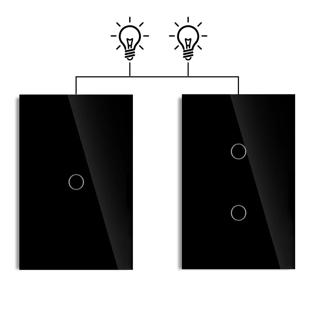 Dual Touch Switch 2Way Light LED Sensor Wall Switches With Tempered Glass Panel Bedroom Stair Switch For US BR Country No Wifi