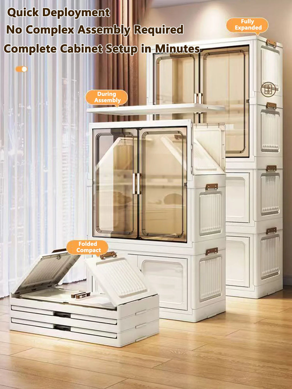 Folding Storage Cabinet Wall Mounted Foldable Locker Compact Organizer for Home Office Space Saving Design