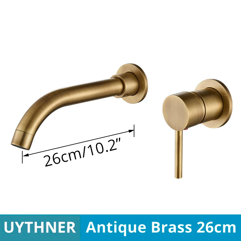 Brushed Gold/Black Basin Faucet Concealed Wall Mounted For Bathroom Faucets Bath Basin Sink Tap Bathtub Hot And Cold Water Mixer