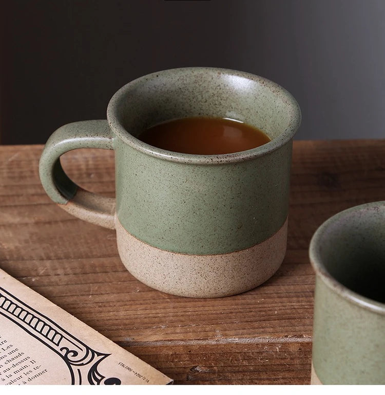 Vintage Stoneware Coffee Mug Kiln Change Ceramic Cup Small Minimalist Water Cup Sesame Glaze Breakfast Cup