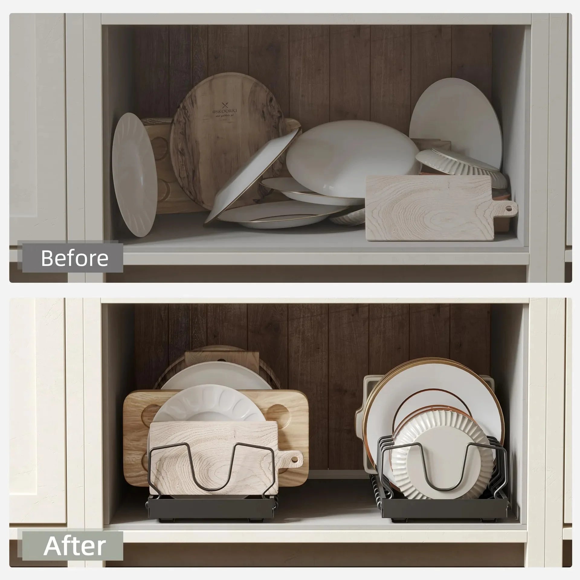 Kitchen Multifunctional Organizer - Pull-Out for Pots/Pans, Sliding Lid Holder, Spice Rack & Dish Drying Racks Drawer Organizer