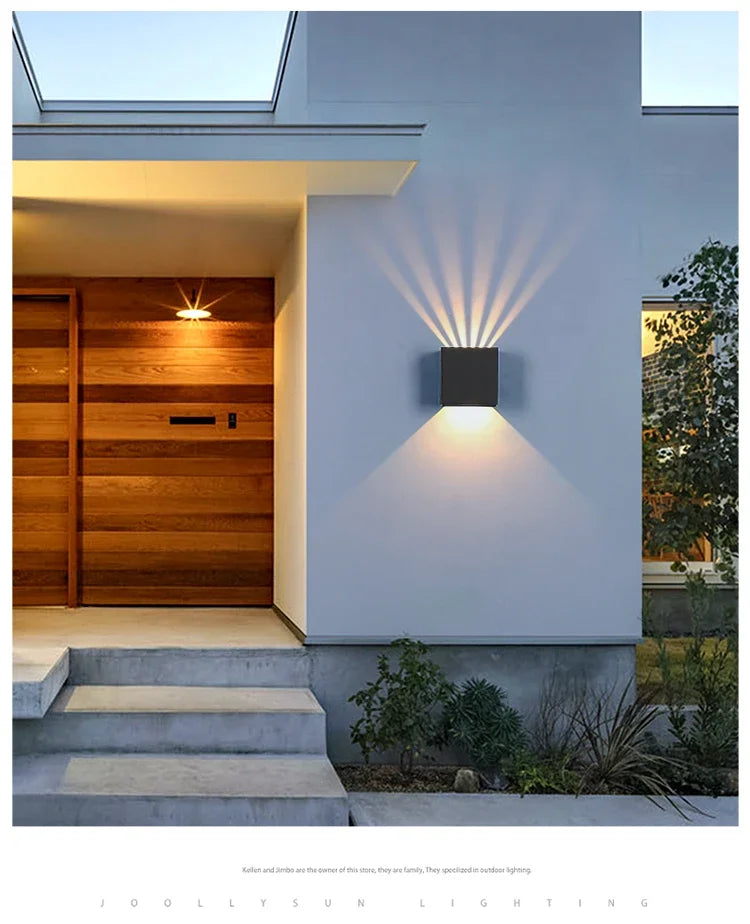 Modern Outdoor Wall Light Decoration Sconces Waterproof Balcony LED Lighting Fixture Black Sqaure Up Down Light Adjustable Angle