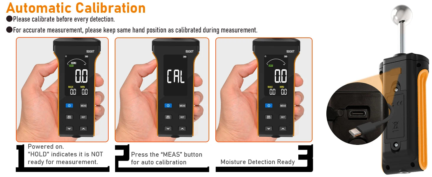 Wood Moisture Meter - Pinless Moisture Detector Measur Depth 20-40mm Non-Destructive Moisture Tester with Masonry