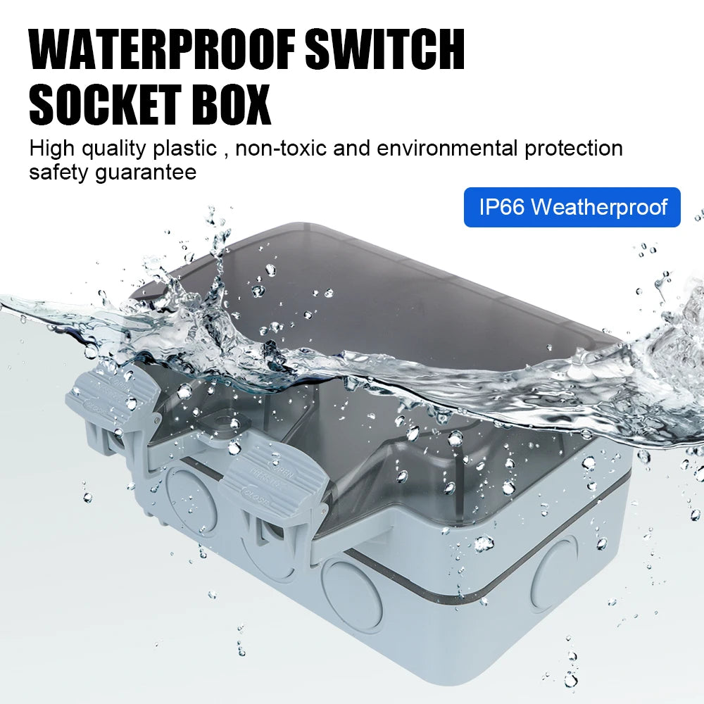 Double EU Socket Power Supply Switch Socket 16A Outdoor Wall Power Socket With USB Charging for Home& Garden IP66 Weatherproof