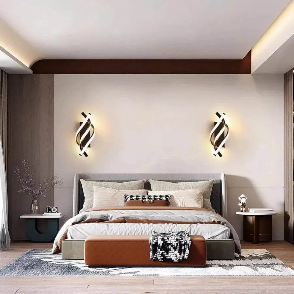 Modern LED Wall Lamp Home Line Decoration Wall Lamp Living Room Background Wall Bedroom Headboard Black White Lighting Lustre