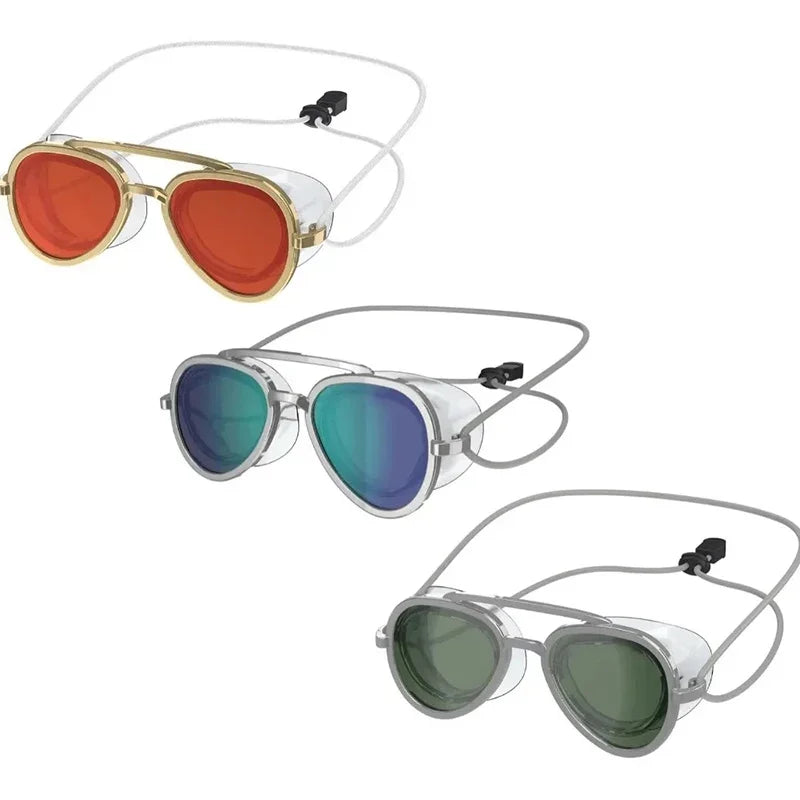 Vintage Fashionable Sun Protection Glasses Men Women Outdoor Travel Adjustable Drawstring Full Angle Silicone Surfing Glasses