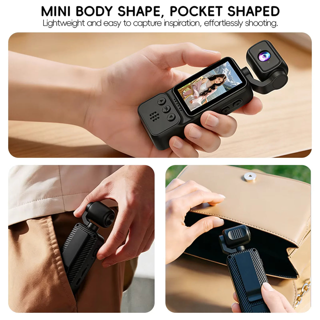 1080P HD Video Recording Camera - High Definition 180° Manual Rotation Lens Camera, Portable Rechargeable Vlog Camera