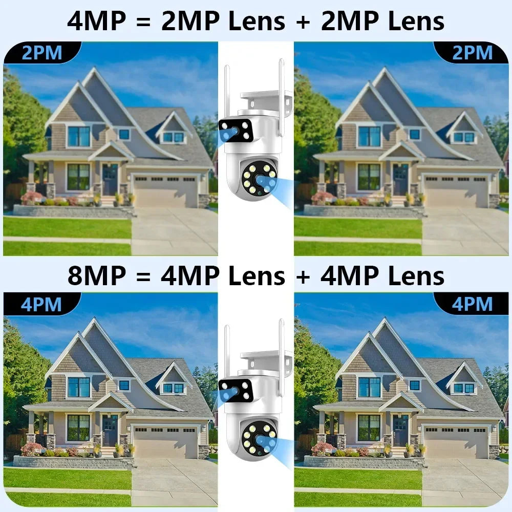 4K 8MP  Tuya Dual Lens PTZ WIFI Camera Full HD Dual Screen Ai Human Auto Tracking Outdoor 4MP Security Video Surveillance Camera
