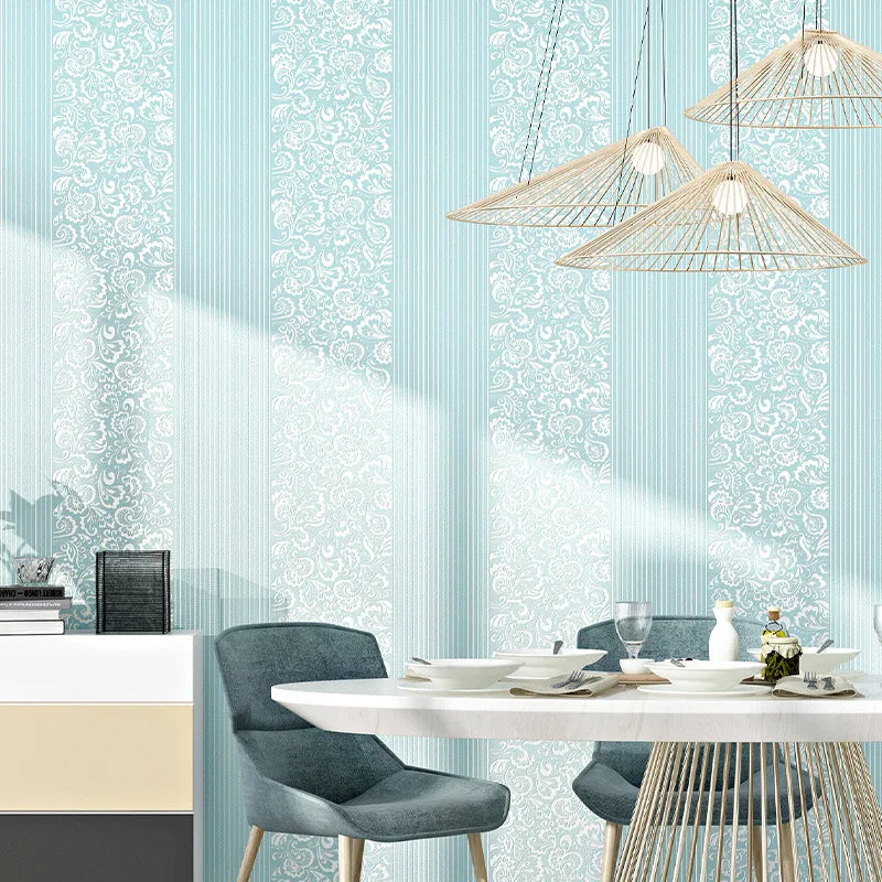 9.5M Modern Simple Wallpaper Bedroom 3D Living Room White Vertical Stripe Non Woven Wall Cloth European TV Background Wall Paper