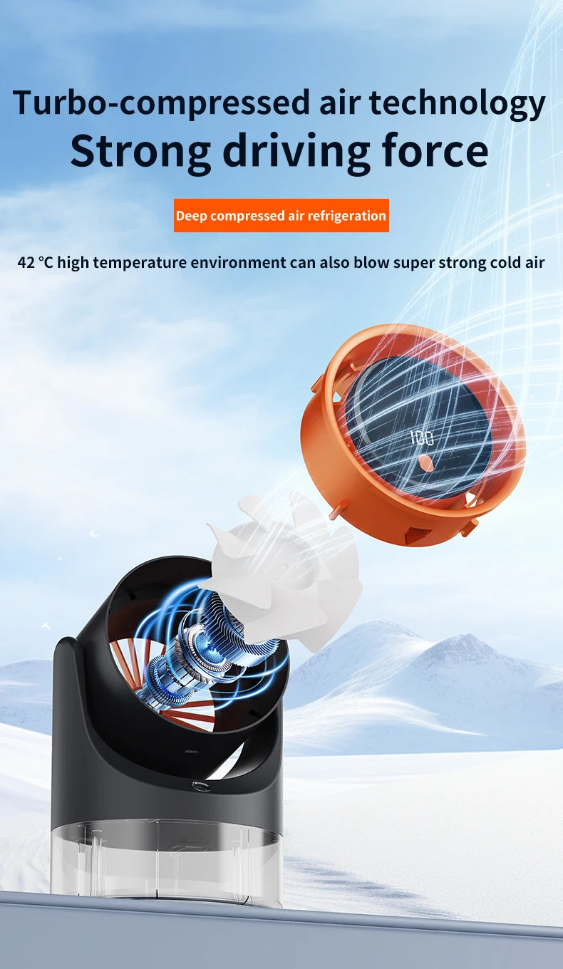 Household mini electric fan with single hole spray air conditioning cooling humidification circulating fan 360 ° adjustable