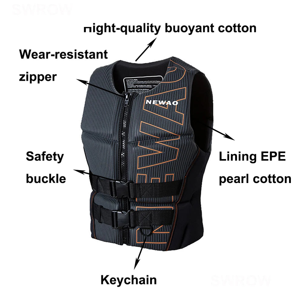 Life Vest for Adults CE Approved Jet Ski Kayak KiteSurf Excellent Quality Neoprene Life Jacket Raft Drift Wakeboard Life Jacket