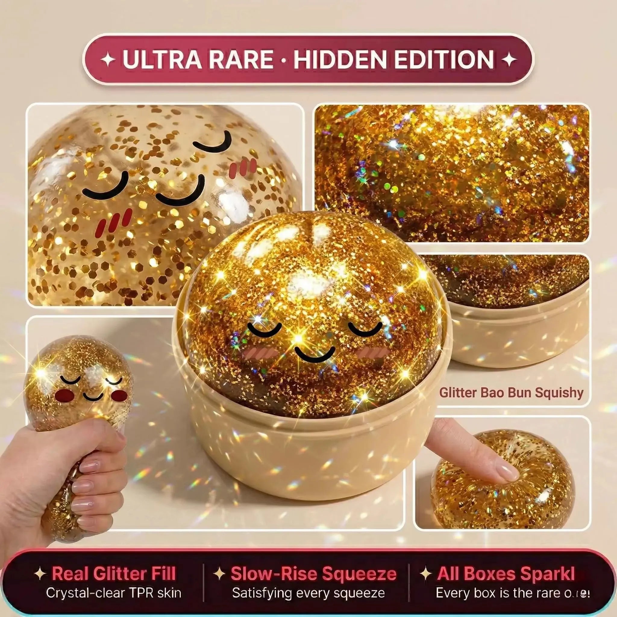 Viral Dumpling Squishy ULTRA RARE Gold Glitter Hidden Edition Dumpling Squishies Squishy Dumpling Slow Rise Stress Relief Soft.