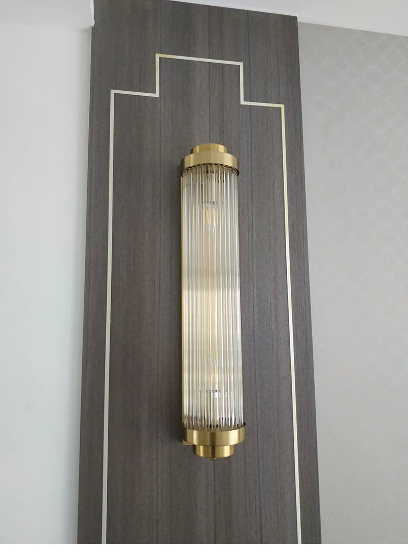 Luxury Led Wall Lamp For Living Room Brushed Gold Bedroom Scones Modern Creative Design Light Fixture Home Decor Glass Lighting