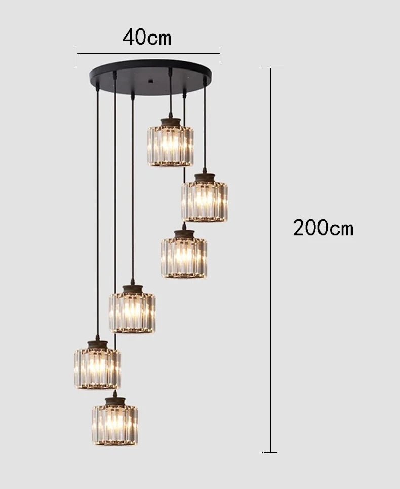 Staircase Pendant Lamp Modern Light Luxury Crystal Lamp Simple Living Room Lamp Duplex Hotel Lobby Interior Decoration Lighting