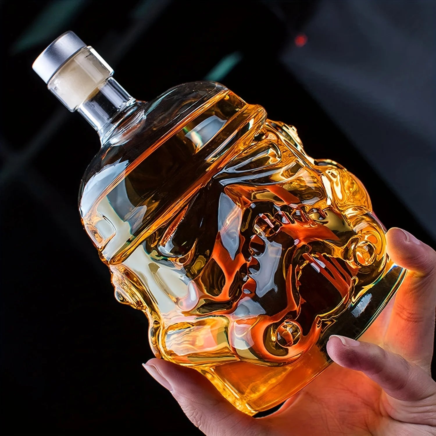 Set Of 3，Whiskey Decanter Set With 2 Glasses, Transparent Creative Flask Carefe,For Wine Scotch Bourbon Vodka Liquor Gift Decor