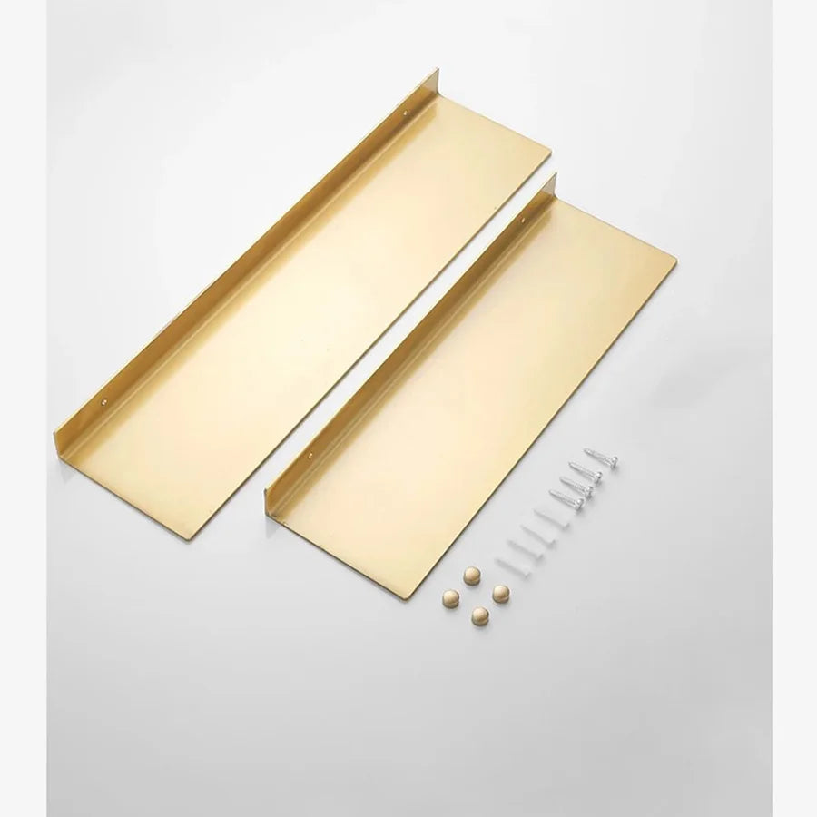 Brushed Gold Metal Bathroom Shelf Wall Storage Rack Washstand Drilling Large Wall Shelf for Storage 30/40/50cm Length Holder