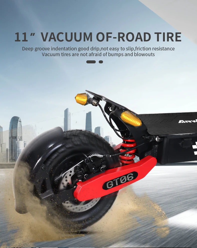 Arwibon 1200W Motor Electric Scooter 48V13/23.4AH Speed up to 25MPH 11 Inch Off-Road Tires Foldable Adult E-Scooter