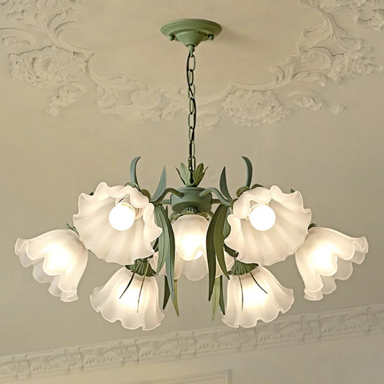 Modern Light Luxury Living Room Chandelier French Creative Lily of The Valley Acrylic Lamp Retro Dining Room Bedroom Lamps