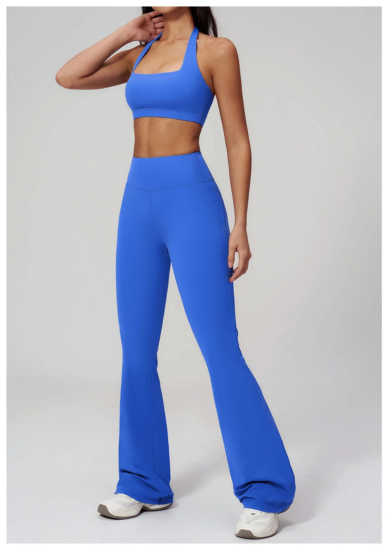 2PCS Flared Pants Yoga Set Women's Tracksuits Gym Fitness Outfits Sports Sets Female Shockproof Sports Bra Yoga Workout Clothes