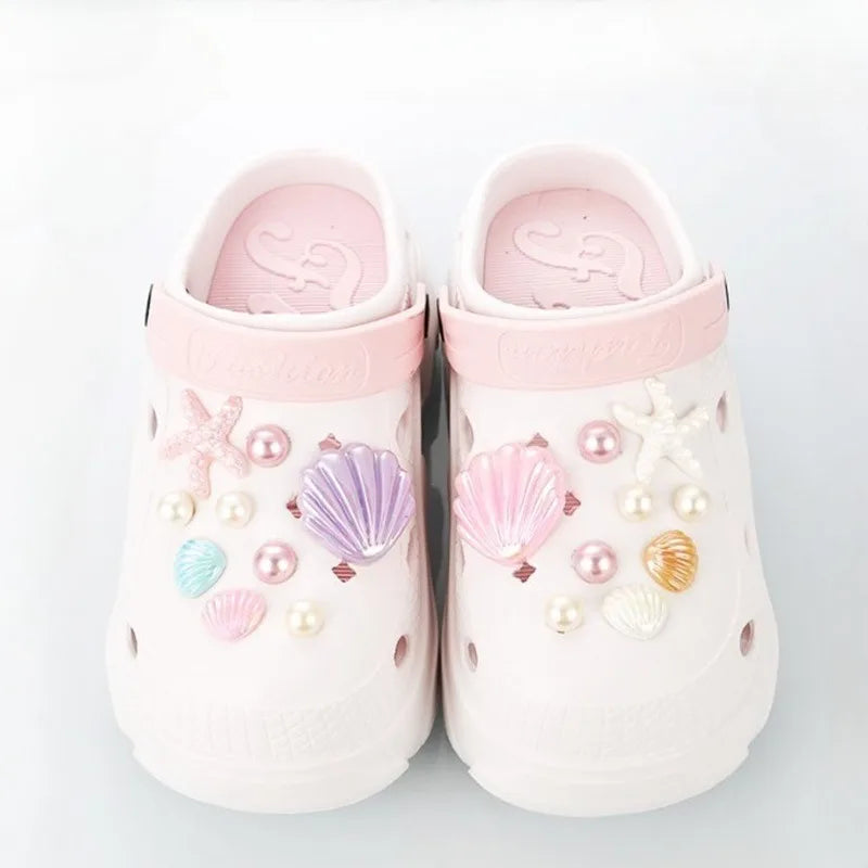 18PCS Shoe Charms for Clogs Slippers DIY Summer Starfish Shell Handicrafts Shoe Decoration Buckle Charms Hole Shoes Accessories