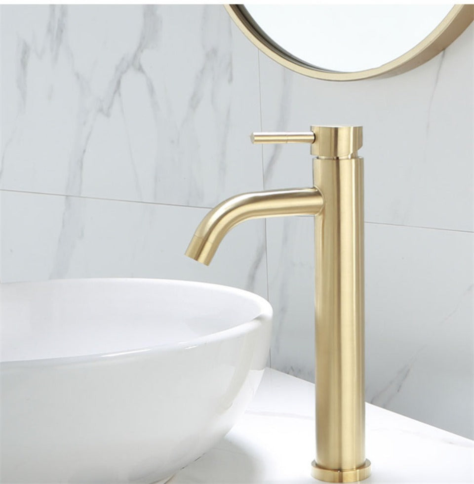 Brushed Gold Bathroom Faucet Modern Lavatory Vanity Sink Faucet Deck Mounted Mixer Toilet Basin Faucets Hot Cold Water Mixer