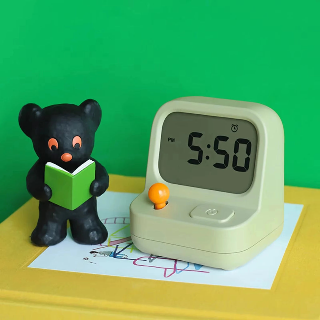 Creative Retro Mini Handheld Game Clock Alarm Machine for Kids Multi-Function Table Desk Clock Cute Digital Snooze Countdown