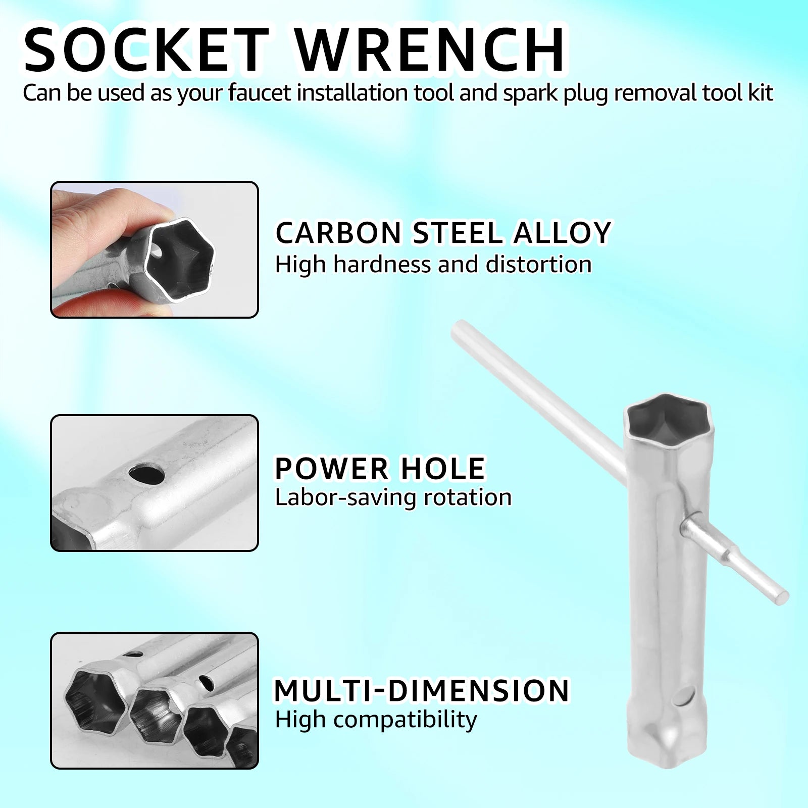 10Pcs Metric Tubular Box Wrench Set 6-22mm Spark Plug Carbon Steel Double Ended Wrench Automotive Plumb Repair Wrench Tools