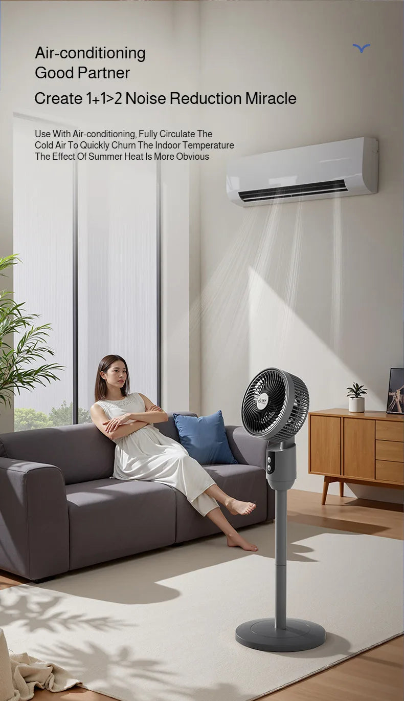 Household Floor Fan Three-speed Wind Silent Electric Fan Floor High Wind Air Circulation Fan Dual-purpose Fan WithUniversal Head