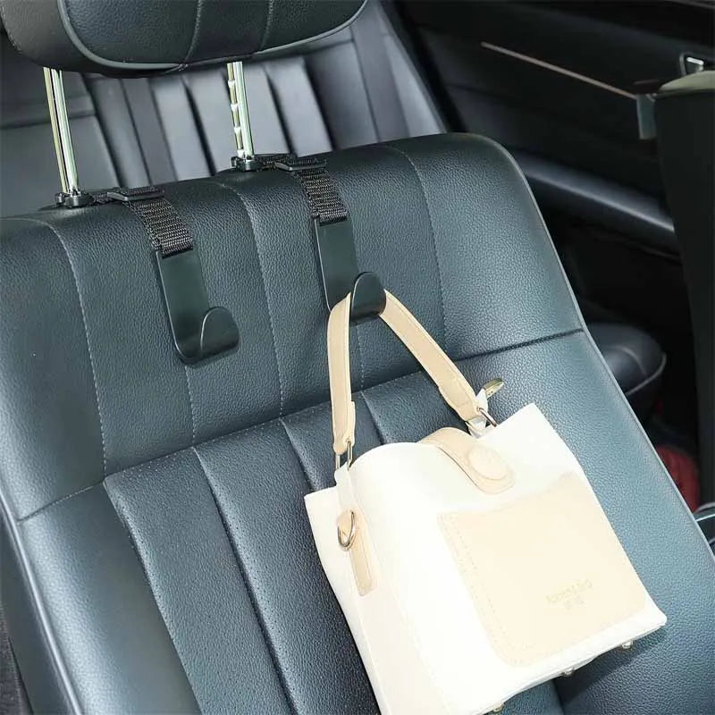 4PCS Car Seat Headrest Hook Universal Adjustable Vehicle Organizer Storage Hanger Holder for Purse Bags Universal Fit with Clip