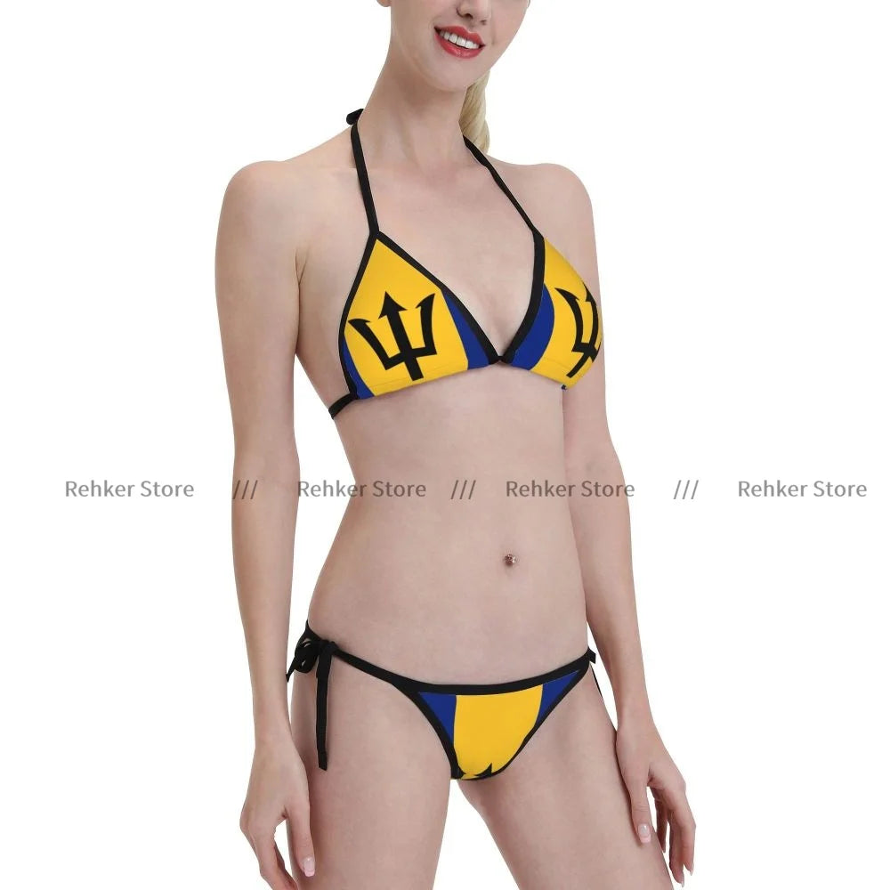 Sexy Bikini Women Swimsuit Two Piece Swimwear Barbados Flag Bathing Suit Beachwear