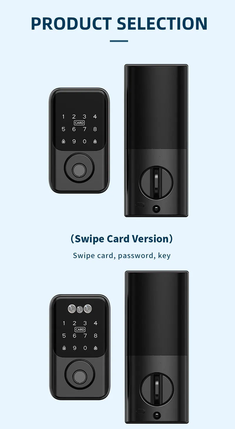 Tuya BLE Digital Electronic Smart Deadbolt Fingerprint Door Lock Password Card Key Unlock Keyless Entry For Smart Home