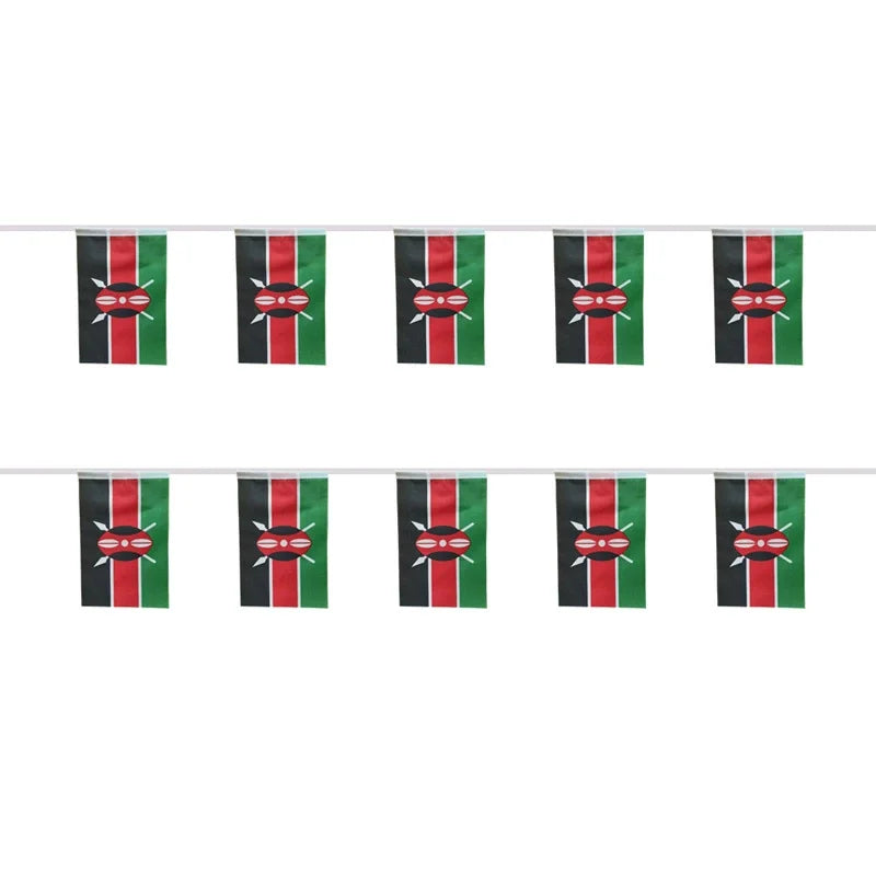 SKY FLAG Kenya bunting flags 14x21cm 20pcs/lot Kenya String flags Pennant Banner for Festival Party decoration
