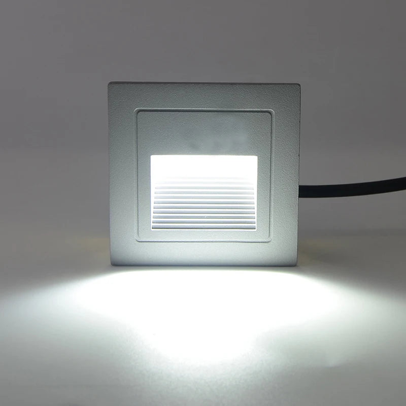 Outdoor Step Lighting 3W LED Embedded Wall Lamps Waterproof Outside Night Footlight+Bottom Box for Stairway Balcony Garden Porch